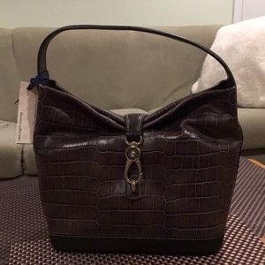 Dooney & Bourke Dark Brown Croc-Embossed Shoulder Bag
